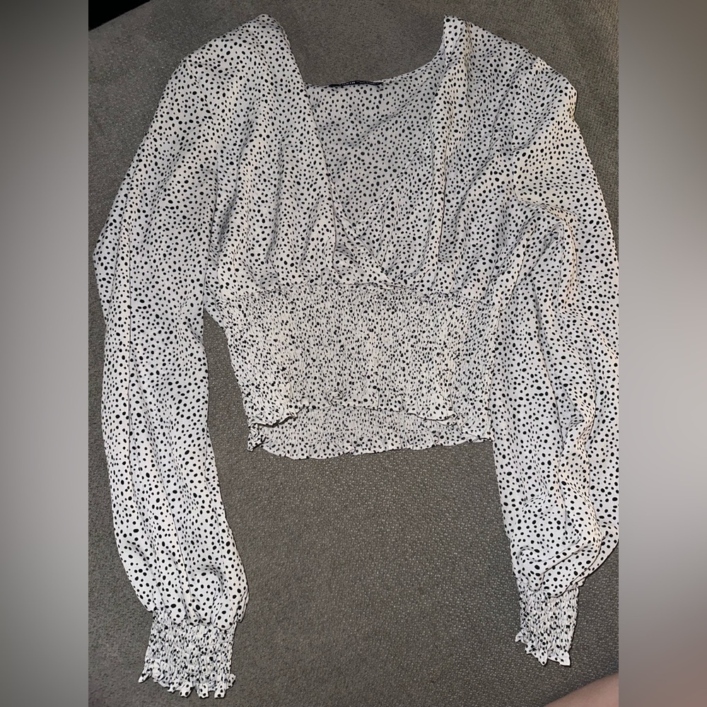 SHEIN Black and White Polka Dot Blouse